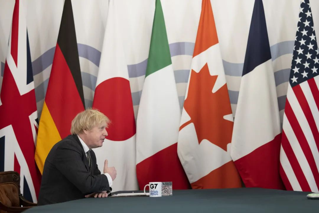 ▲2月19日,在英国伦敦,英国首相约翰逊主持七国集团领导人视频会议。新华社发(英国首相府供图)
