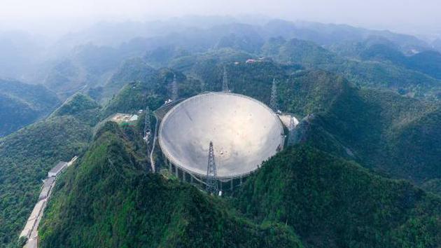 3月28日拍摄的“中国天眼”全景(维护保养期间拍摄,无人机照片)。
