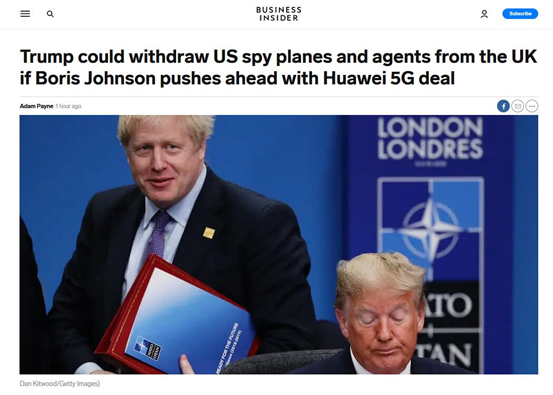 英媒曝特朗普出&ldquo;新招&rdquo;逼约翰逊拒绝华为5G