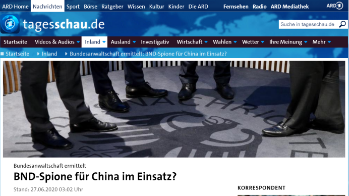 德媒：2名德国间谍＂被中国策反＂ 德联邦检察院正调查