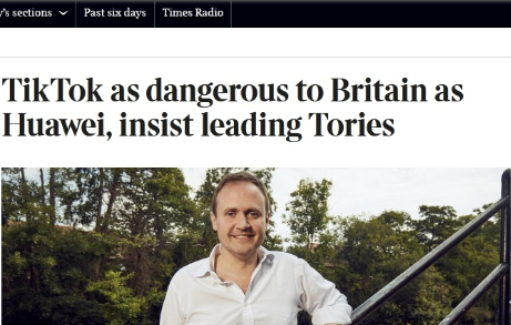 英国前保守党领袖：TikTok跟华为一样危险