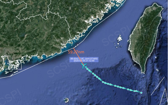 美军又到南海挑衅 在夜间派E-8C飞机抵近广东海岸