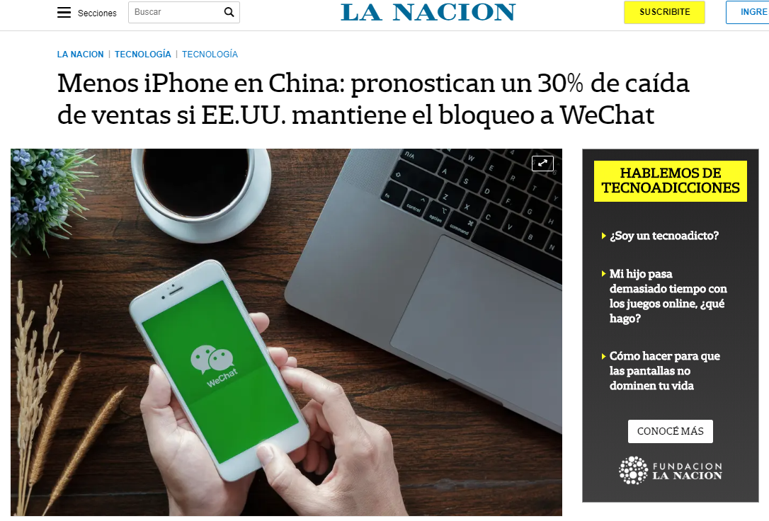 外媒：如果美国禁止微信 苹果销量将下降30%